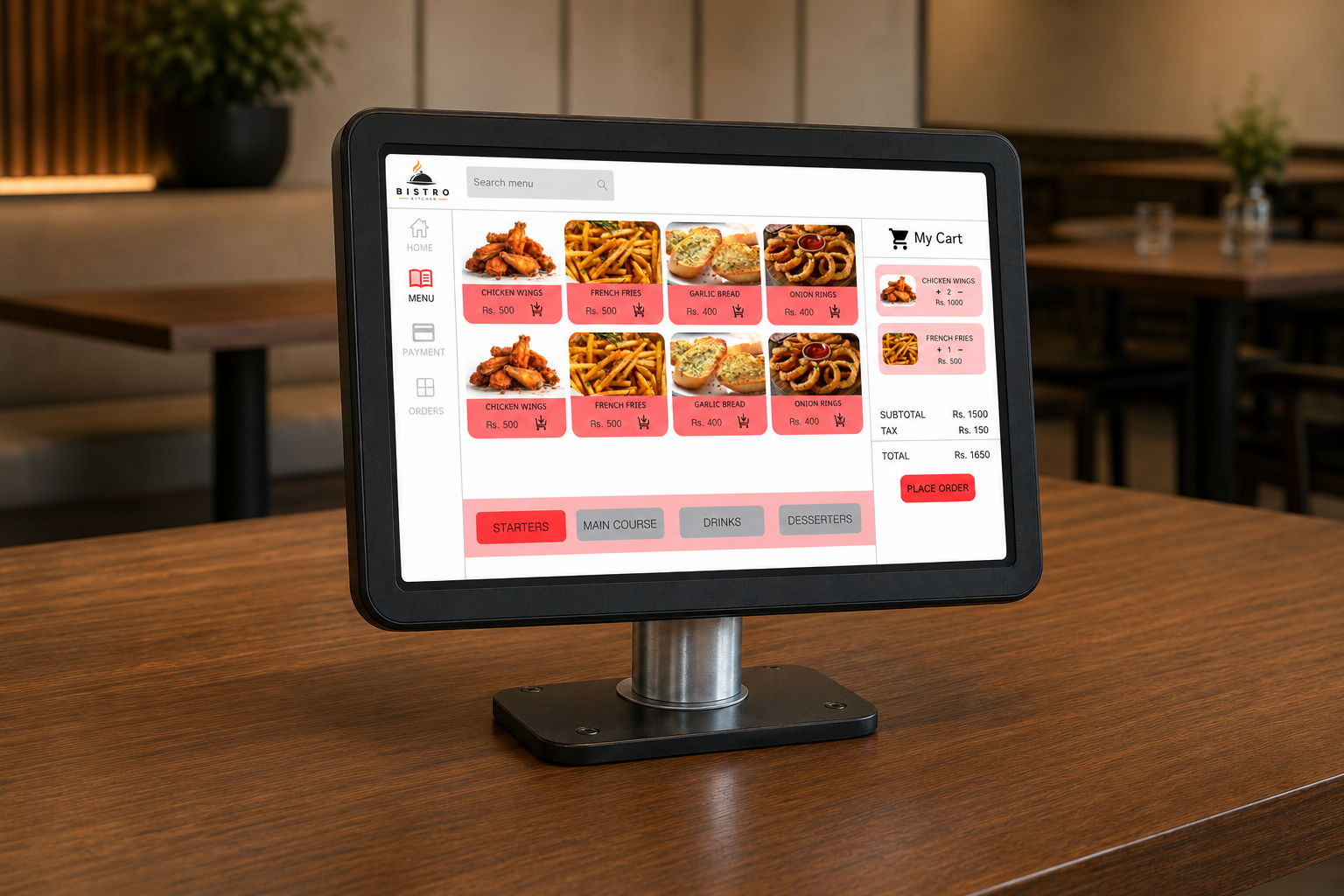 Second view of the restaurant kiosk interface